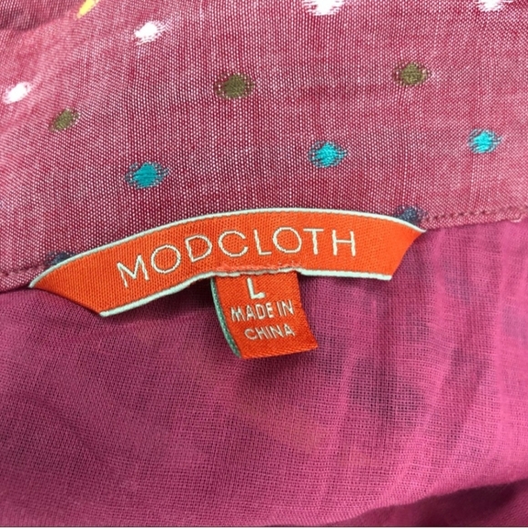 ModCloth Pink A Line Dot Skirt w Pockets Large - Picture 6 of 6